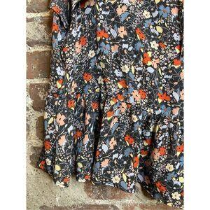 GAP Black Floral Peplum Blouse Women’s Size XL